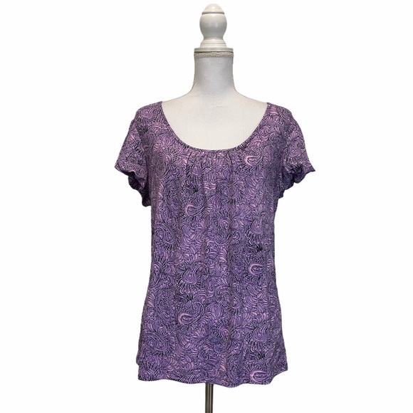 XL Inc International Concept Purple Paisley Top Blouse - Picture 1 of 6